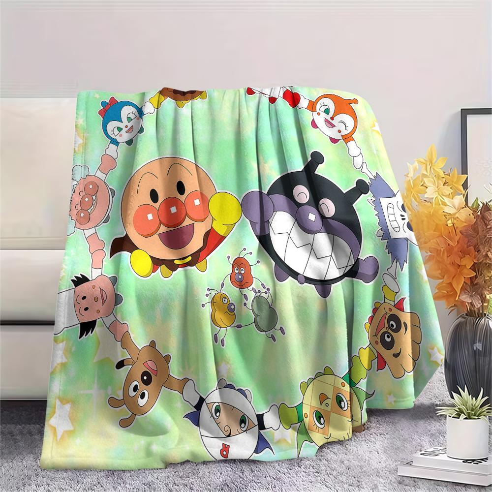 1PC Anpanman Print Flannel Blanket, High quality All Seasons, Home Decor, Warmth and Comfort, Perfect for Christmas Gifts