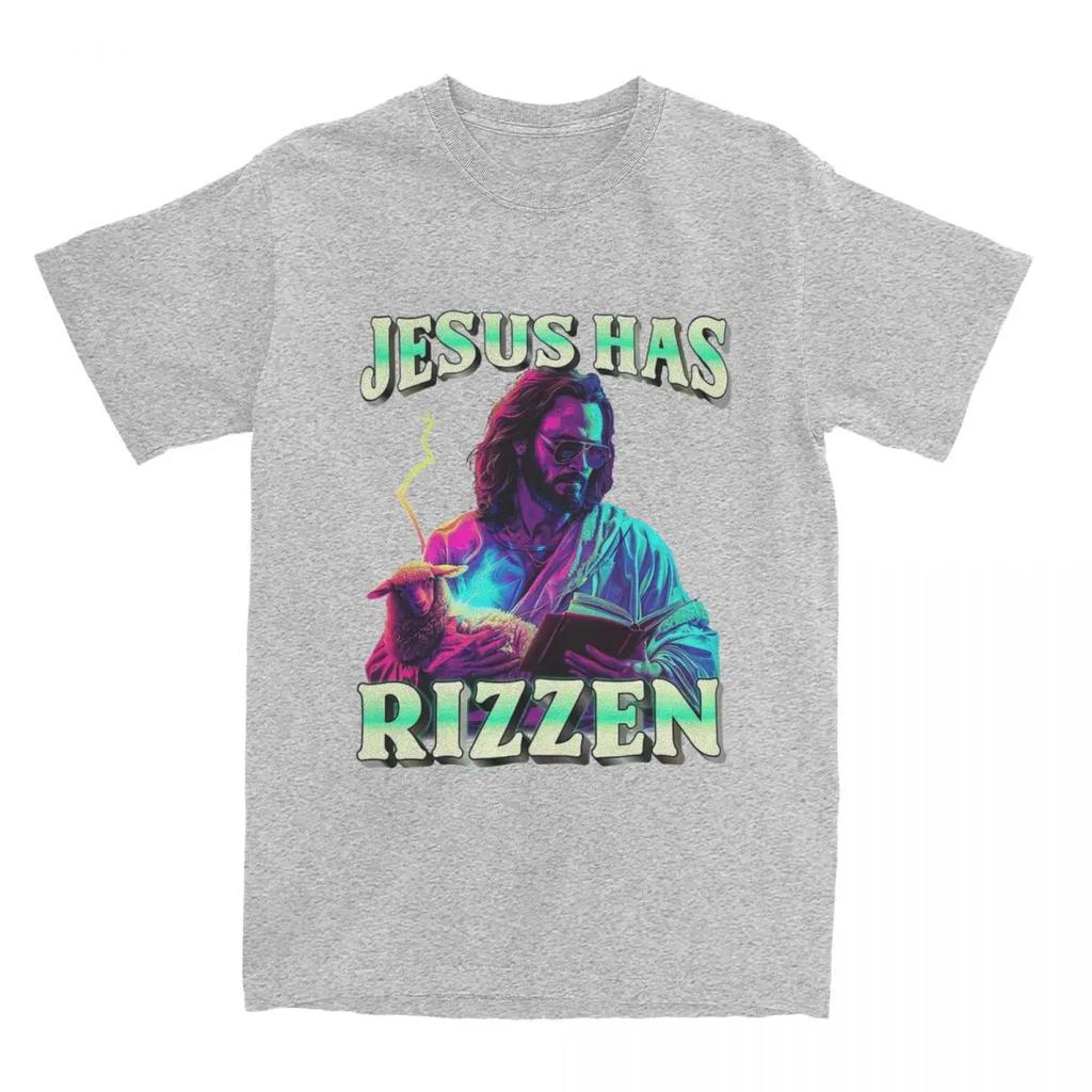 All Seasons Jesus Has Rizzen Funny Sarcastic T Shirt Merch Christ Pure Cotton Catholic Bible Faith T-shirt Tee Shirt