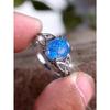 Fashionable Commuting Egg Shaped Blue Border Cross Ring