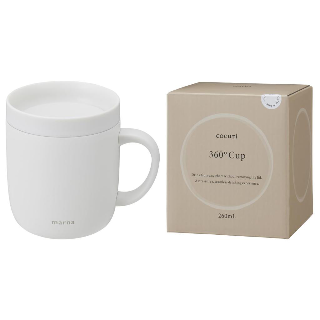 Marna Cup You Can Drink with the Lid On Double Layer Mug with Lid Christmas Present Coffee Cup Stainless Steel Mug Mug with Lid Cocuri Calm White
