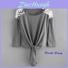 Premium Quality Women's Lace Stitching Round Neck Long Sleeve Leisure T Shirt