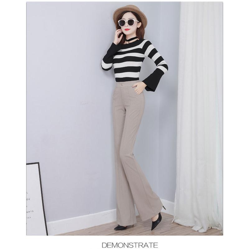 OL Office Workwear Summer High Waist Women's Wide Leg Capris Suit Pants for Women Skinny Flare Pants Woman Trousers Black