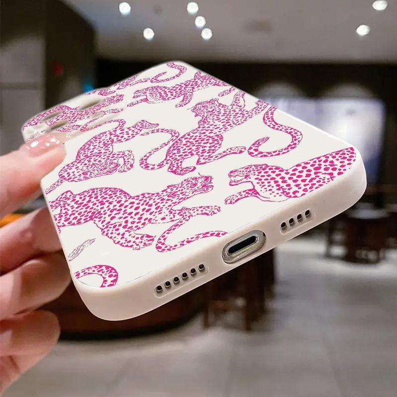 Pink Leopard Print Pattern Phone Case For iPhone 17 16 15 Pro Max 14 13 12 11 XS XR 7 8 Plus 16E Shockproof Soft Silicone Cover