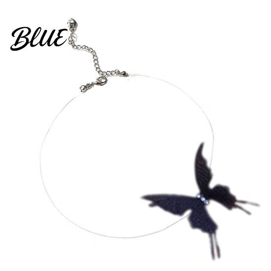 Simulated Butterfly Pendant Choker Necklace Boho Invisible Chain Fairy Trendy