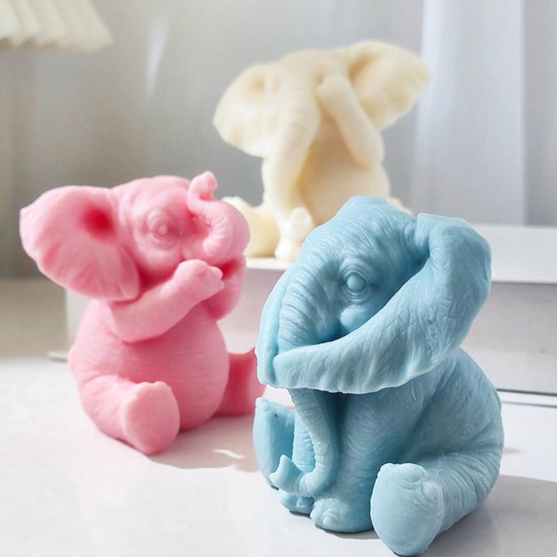 Silicone 3D Elephants Candle Molds Soap Resin Mould DIY Animal Aromatherapy Candle Mold Hand Craft for Home Party-Decor