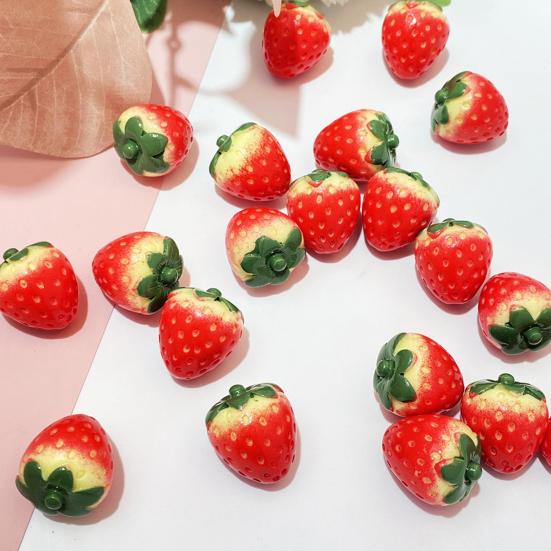 Artificial Mini Strawberry Resin Figurine Simulation Tiny Strawberry Statues Lifelike Faux Fruits Bulk for DIY Crafts Cake Topper Home Office Desktop