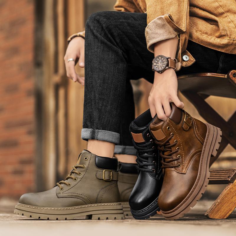 Neue Herren High-Top Wasserdichte Freizeitschuhe, Rutschfeste und Abriebfeste Arbeitsstiefel, Modische Outdoor-Arbeitsstiefel