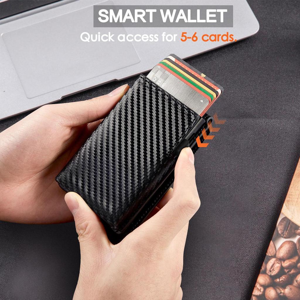 Aluminum Carbon Fiber Anti-Demagnetization Flip Card Holder for Men