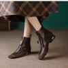 Fashion French Fashion Block Heel Booties Comfortable Square Toe Soft Sole Soft Face Vintage Winter Women's Shoes