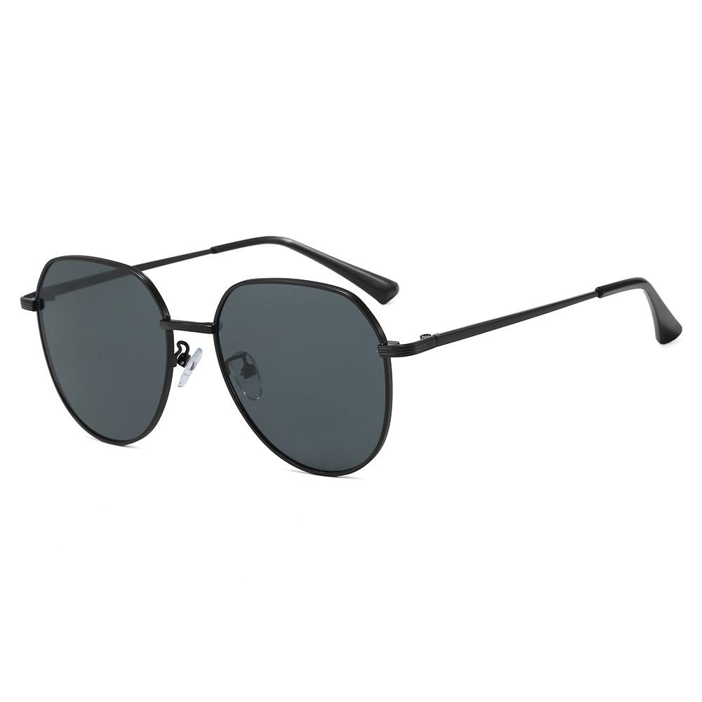 Retro Polygon Large Frame Metal Sunglasses with UV Protection for All Genders