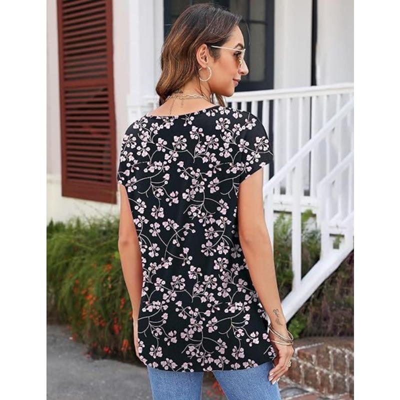 YYFS Dámská móda Ležérní Léto Jaro Jednobarevný potisk Halenky a košile s krátkým rukávem a výstřihem do V