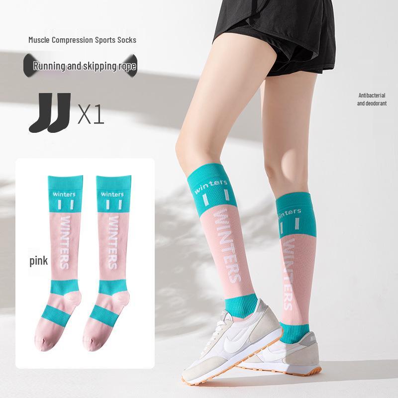 Women's Professional Kinesiology Compression Socks: Over-the-Knee, Ideal for Running, Jump Rope, Marathon, Frisbee, and Fitness