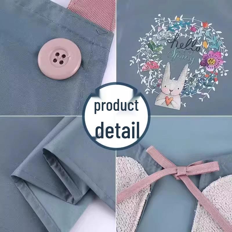 Letní tenká voděodolná a olejivzdorná kuchyňská zástěra s funkcí otírání rukou - Roztomilý, módní design a širší pas pro vaření při smažení