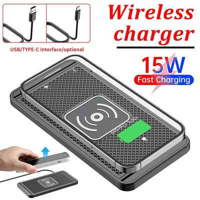 15W Kabelloses Autoladegerät Ladefläche Rutschfest Qi Schnelllader Auto Kabelloses Handy-Ladegerät für Android IPhone