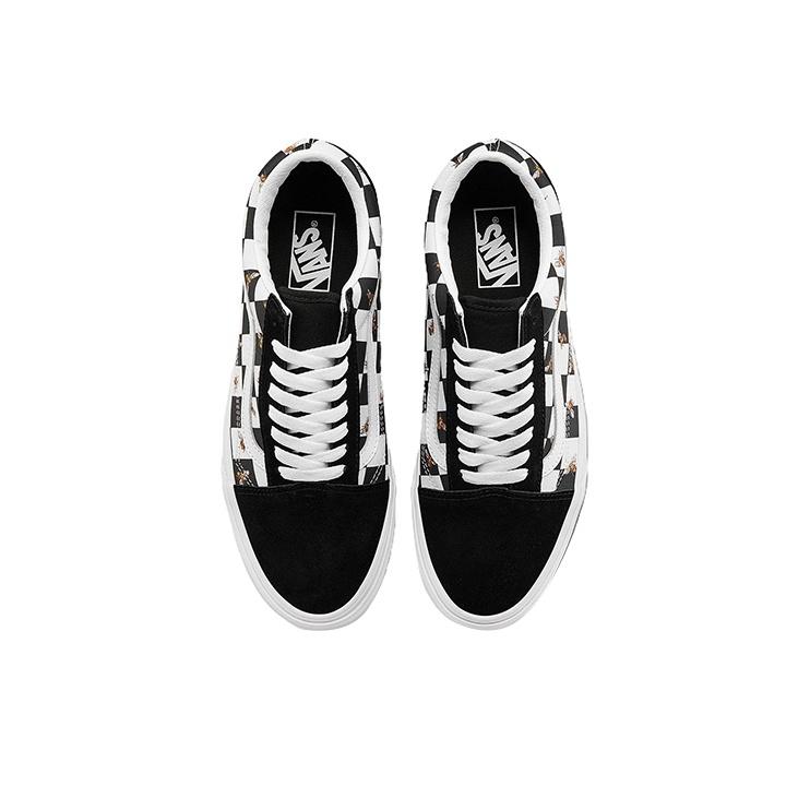 Vans Old Skool Series Bee Print Checkerboard Low Top Skate Shoes Unisex Sneakers Black White VN0A3WKT9EH
