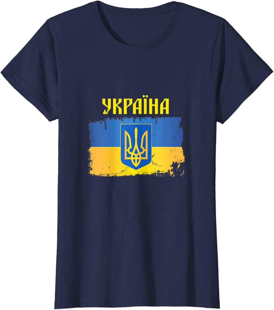 Ukrainian Trident Flag Cyrillic Script Ukrainie TShirt 100 Cotton ONeck Summer Short Sleeve Casual Mens Tshirt Size S3XL