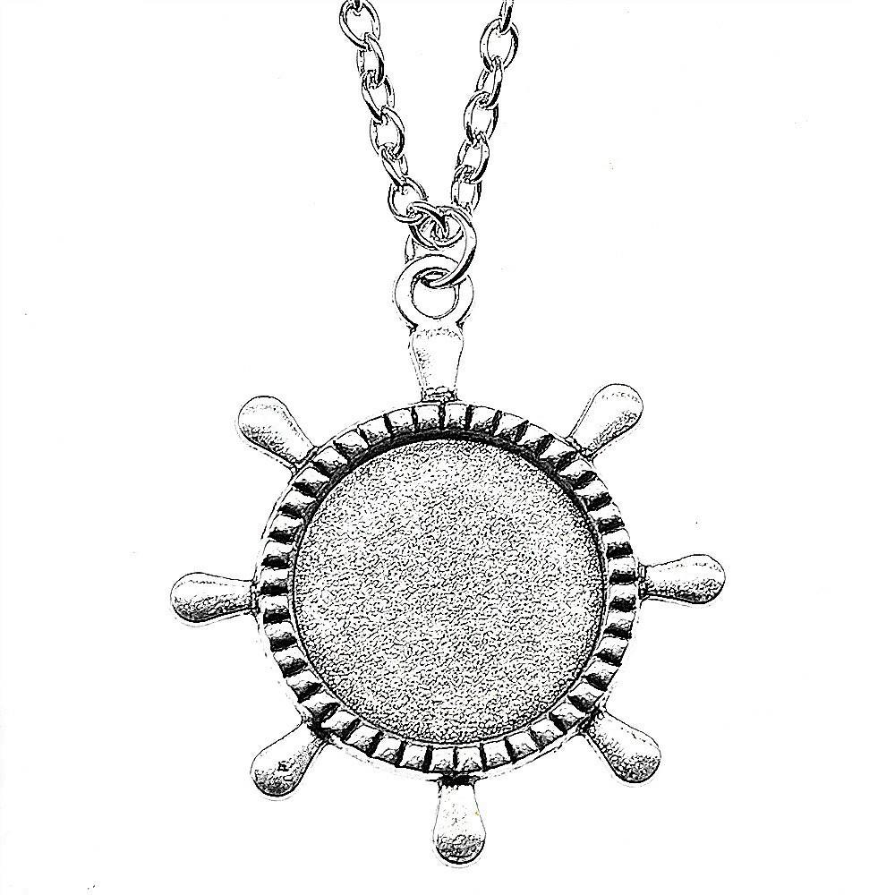 

Bezel Blank Base Pendant Necklace DIY Photo Cabochon 20mm Setting Jewelry 45cm or 70cm long chain A05-1pcs-20mm Chain 70cm