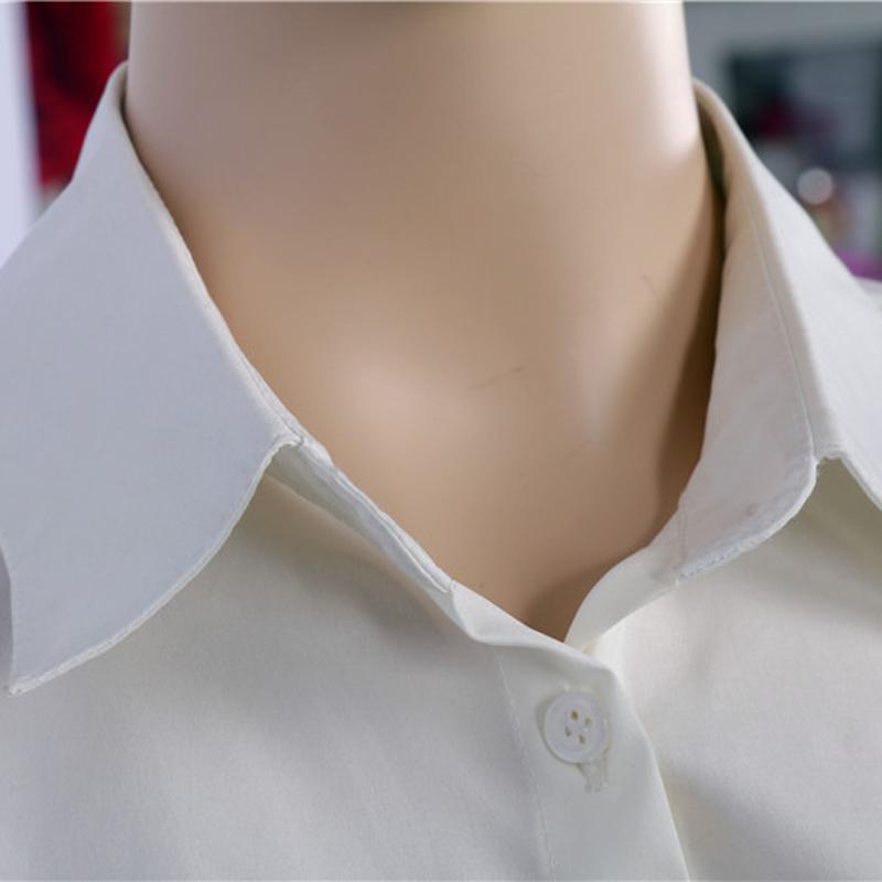 Fashion Long Sleeve Slim-fit Shirts Solid Color Lapel Cotton Women Clothes Blouses Solid Color S-XXL