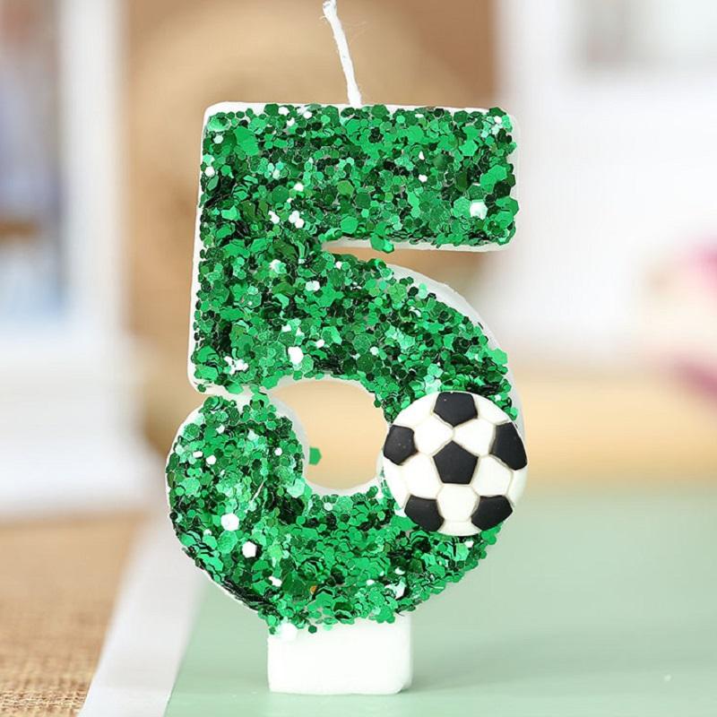 1PCS Number 0 1 2 3 4 5 6 7 8 9 Football Decoration Birthday Candle Boy Cake Things Candle Sparkles Children's Candles Surprises