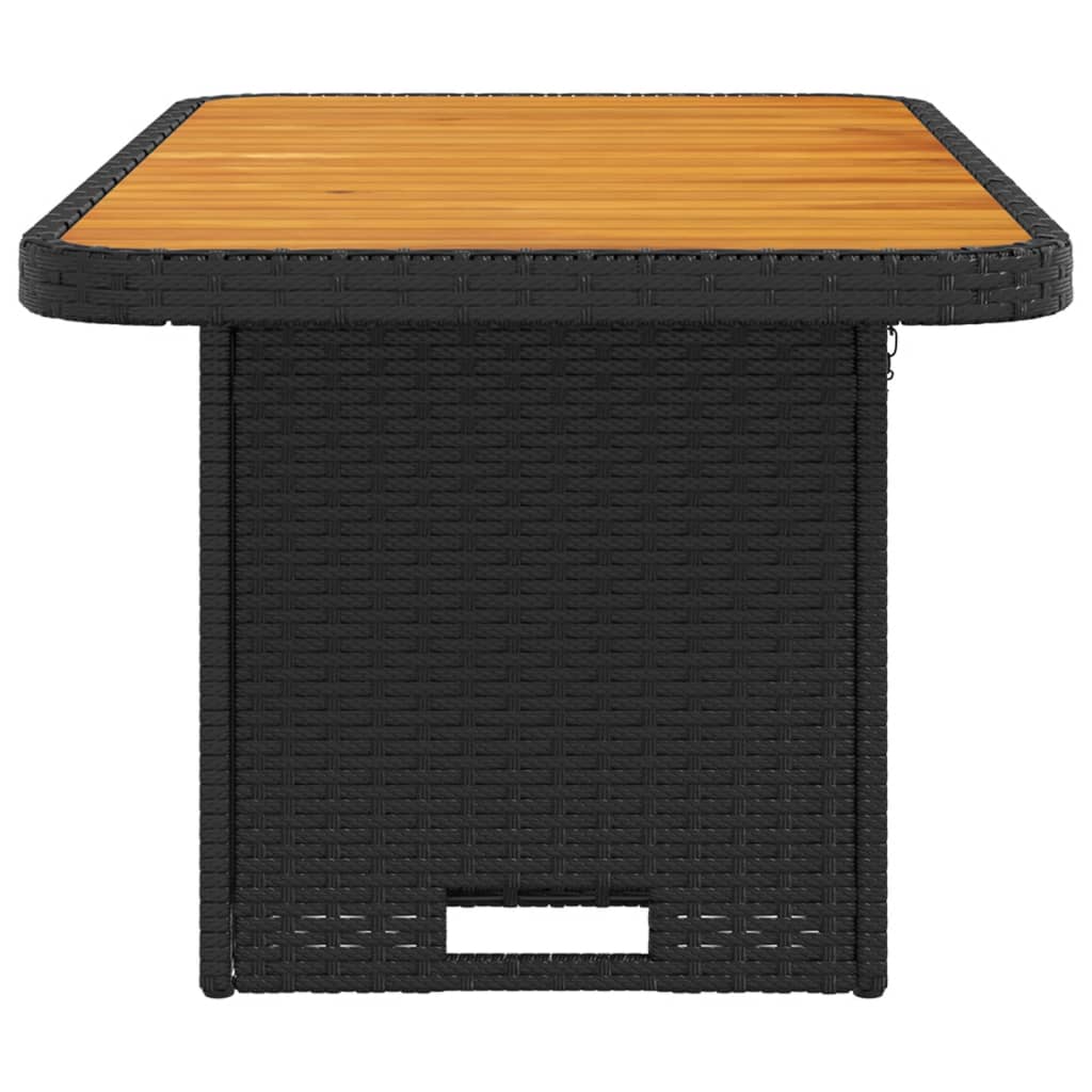 vidaXL Gartentisch Schwarz 90x55x71 cm Poly Rattan und Akazienholz