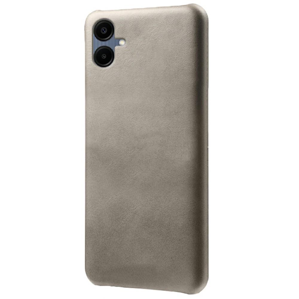 

For Samsung Galaxy A06 4G Case Calf Texture PU Leather Hard PC Protective Phone Cover Grey