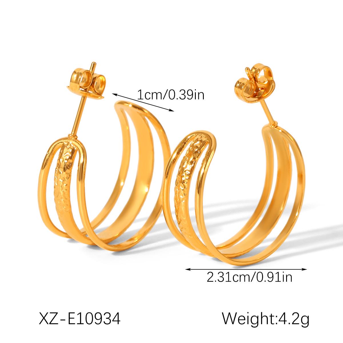 

Trendy 18K Gold Irregular Titanium Steel Multi-Layer Earrings for Women