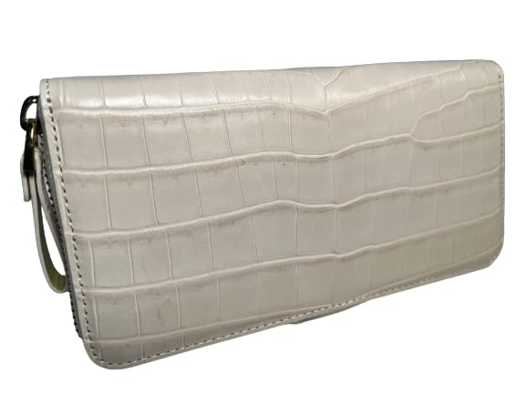 

Crocodile Crocodile Leather Genuine Leather Wallet Long Wallet Round Zipper Type Unrivaled Specification GUODI 1332 [GUODI] Women s Men s (Ivory)