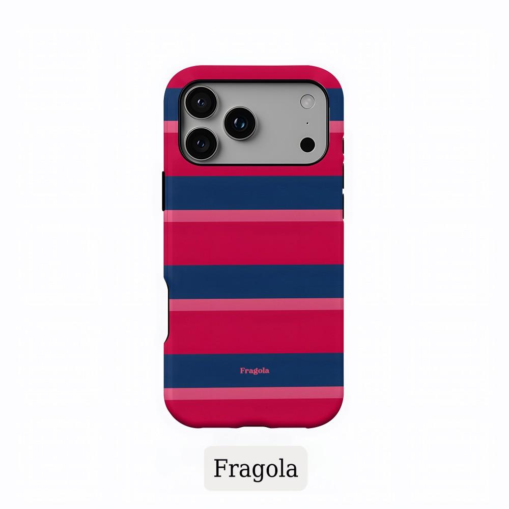 Gestreifte Handyhülle für iPhone 17 16 15 14 13 12 11 Air Pro Max Plus Luxus Clmj Fragola Bunte Streifen Doppellagige Rückabdeckung