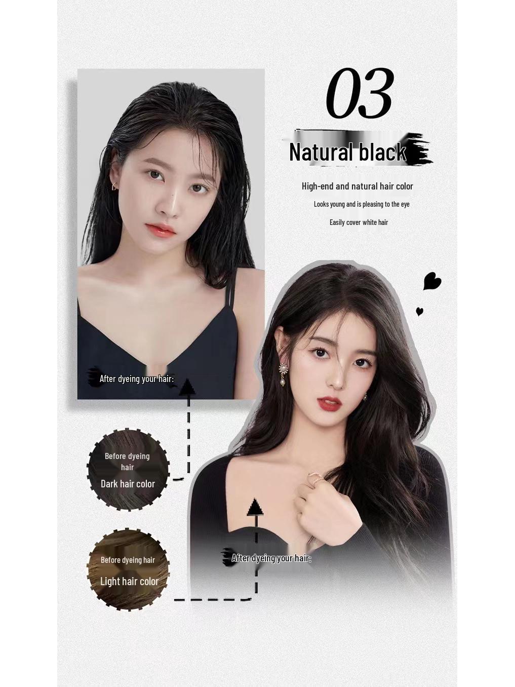 Caiyunlai Plant-Based Hair Dye Cream: Damage-Free Gray Coverage for Home Use 205ml