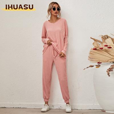 Kadın Moda Günlük Uzun Kollu O Yaka Pantolon Takımları