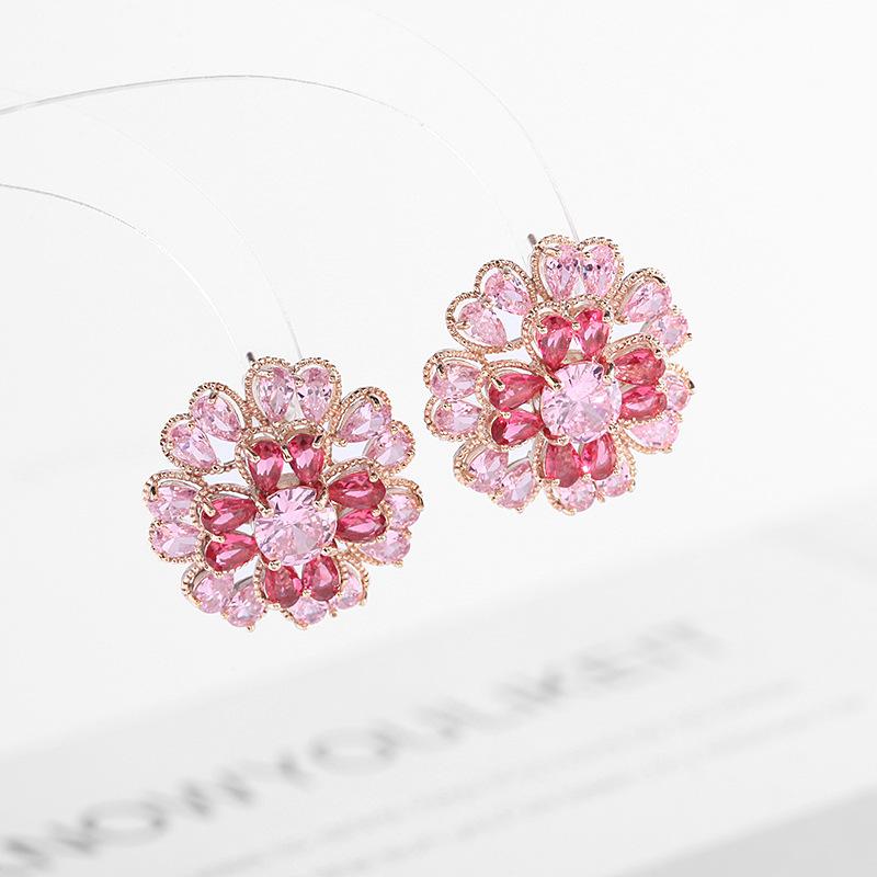 Moda coreeană, dulci, flori tridimensionale, cercei cu știfturi, pentru femei, de lux, pentru petrecerea de nuntă, pentru mireasa, urechi cu piercing