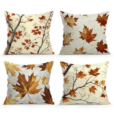 Retro Maple Leaves Cushions Pillowcase Polyester Cushion Cover Throw Pillow Sofa Autumn Decoration Pillowcover Home Decor