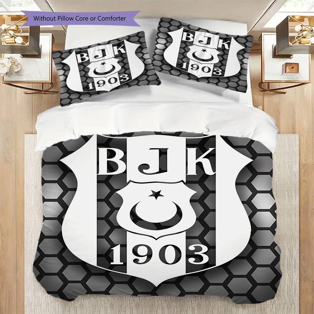 Besiktas logotyp Mönster Sängkläder Täcke Set Påslakan Örngott Heminredning Födelsedagspresent (1 * påslakan + 2 * örngott, utan kärna)