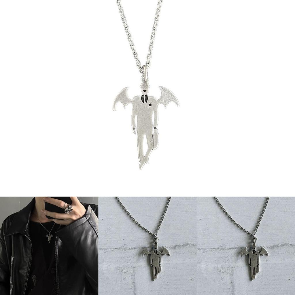 Halloween Vampire Mythology Pendant Necklace With Wing Motif For Costume Accessory