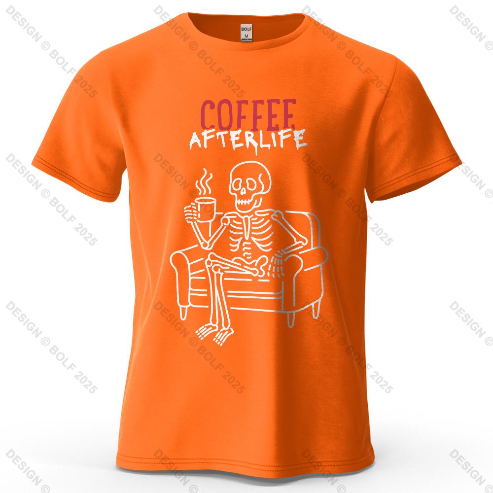 Coffee Afterlife Humorous Printed Men's T-Shirt 100% Cotton Oversized Relaxed Graphic Tees for Women Tops Tees Casual Streetwear