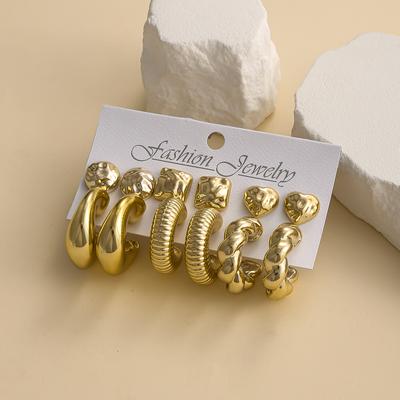 Punk CCB Heart-shaped Square Stud Earring Fashion Women's Irregular C-shaped  Earrings Elegant Women's Daily Commuting Zircon