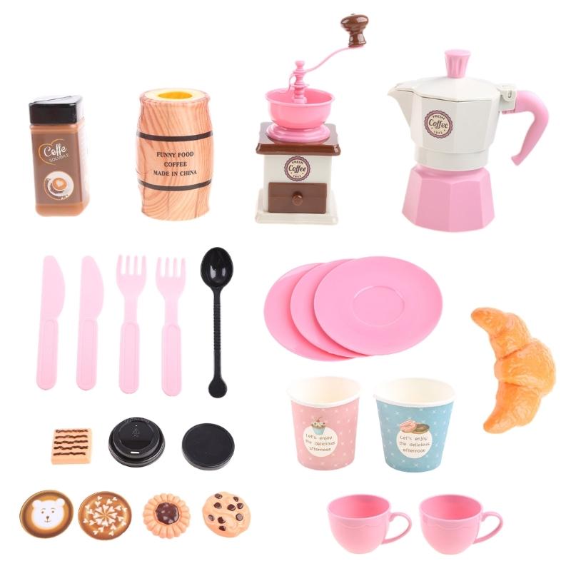 

Kids Realistic Coffee/Bakery Toy Pretend for Play Kitchen Toys Role for Play Accessories Interactive Afternoon Tea Desse 1