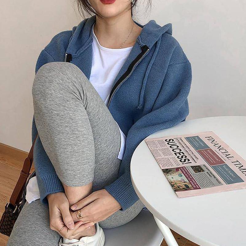 Pletený svetr s kapucí na zip svetr podzimní dámské svrchní oblečení ležérní populární dámský svetr krátká bunda svetr dámský top