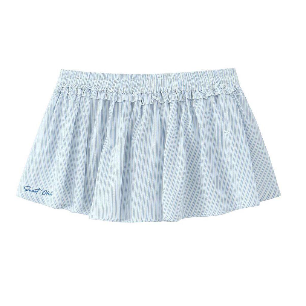 2025 Spring Women's European & American Striped High-Waisted Shirt with Shorts/Skirt Combo