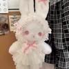 New Lolita Kawaii Drooping Ear Rabbit Doll Bag Bow Cute Plush Bag Pearl Original Crossbody Backpack Girlfriend Gift