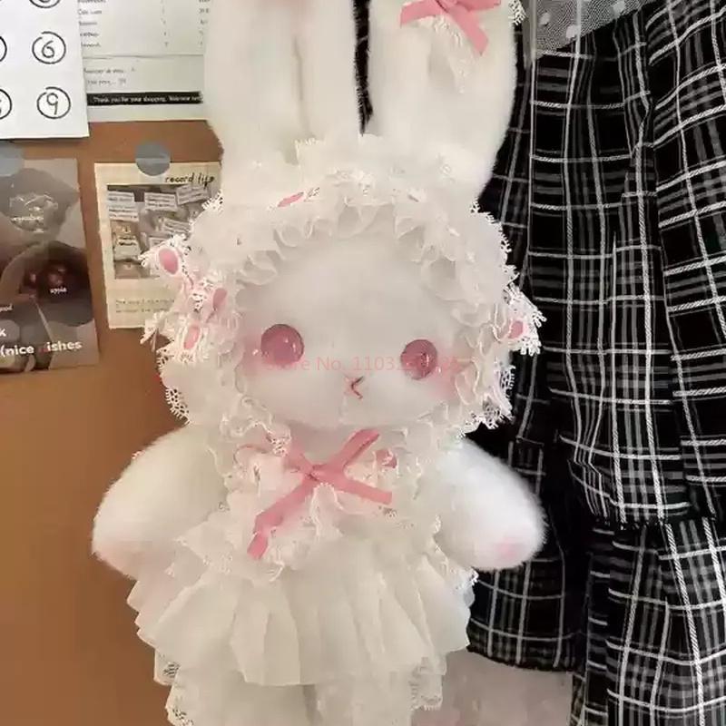New Lolita Kawaii Drooping Ear Rabbit Doll Bag Bow Cute Plush Bag Pearl Original Crossbody Backpack Girlfriend Gift