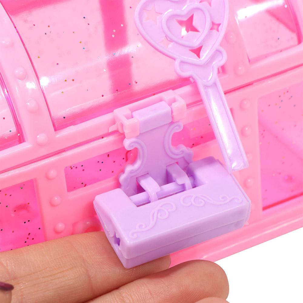 Pink/Purple Kids Jewelry Box Pretend Play Treasure Chest Cute Makeup Box For Children