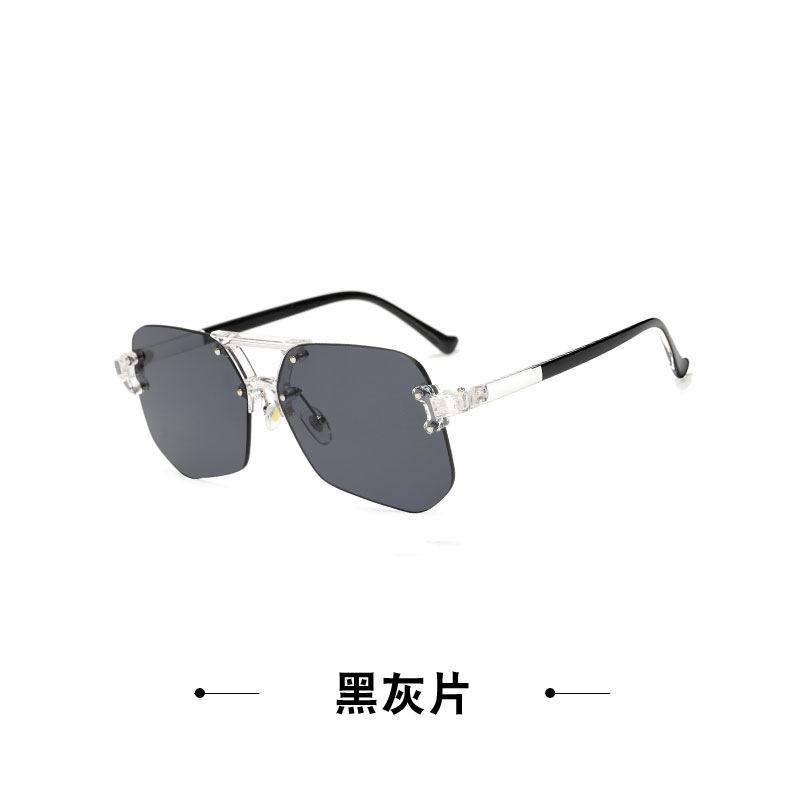 Frameless transparent frame glasses polygon personalized trimmed marine slice retro sunglasses men s driving glasses
