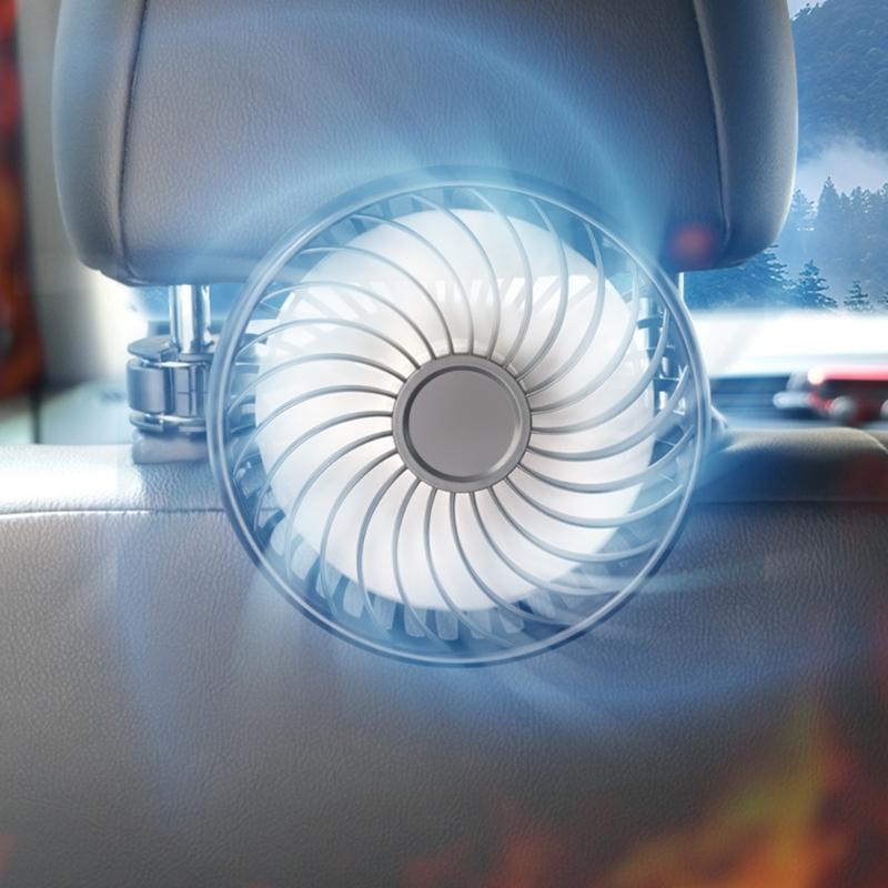 USB Powereds Car Seat Cooling Fan 3 Wind Modes ABS Blade Headrest USB Fan For Rear Passenger Comfort