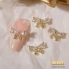 3D Bows Nail Art Charms Rhinestones Bows Charms Pearl Bowknot Nail Accessory 3D Alloy Nail Art Decoration for Women Girl
