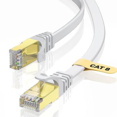BUSOHE LAN-Kabel 5M Cat8 Flachkabel 40Gbps 2000MHz mit RJ45-Stecker Gigabit High Speed Ethernet-Kabel Vergoldete Pins Knickschutz Kategorie 8