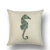 Hand-painted Marine Style Undersea Creatures Starfish Seahorse Seagrass Coral Linen Pillowcase Cushion Set Decorative Pillow