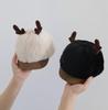 Cute Leopard Print Baby Winter Hat with Antlers - Unisex Korean Style Plush Baseball Cap