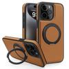 Luxury Magnetic Metal Stitching Leather Case For iPhone 17 Air 16E 16 Pro Max 15 14 Plus 13 12 Pro Max 360 Stand Phone Cover