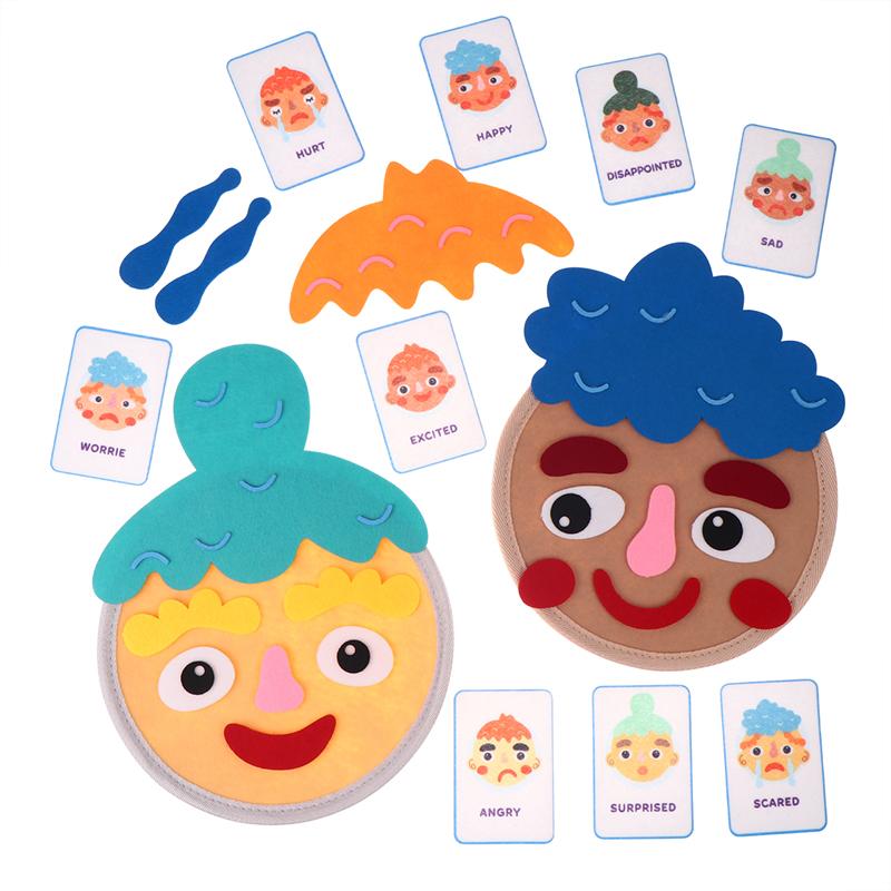 Montessori Facial Expression Game Diy Felt Expression Stickers Emotional Change Toy Toddlers Educational Toys Teaching Supplies